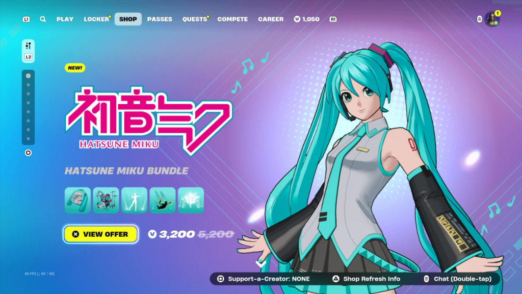 Hatsune Miku Icon Series Outfit in the Fortnite Item Shop