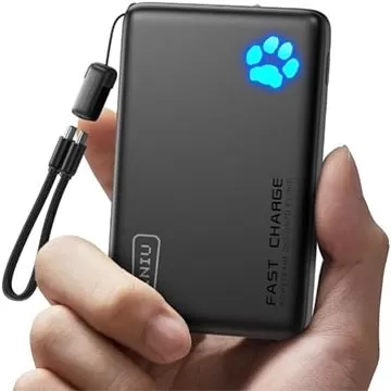 INIU 10,000mAh 45W Power Bank with Detachable USB Type-C Cable