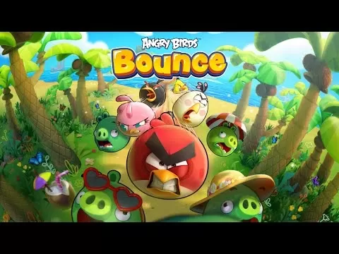 Angry Birds Bounce gameplay screenshot - birds bouncing off blocks to hit targets