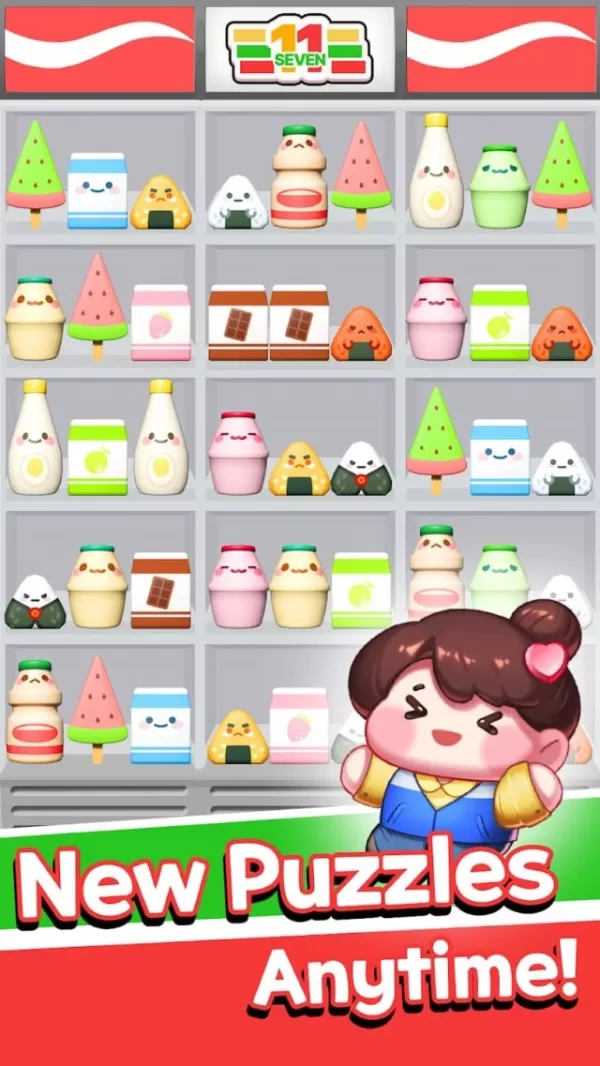 A picture of a cheery woman stood next to a fully-stocked supermarket shelf with the sign 