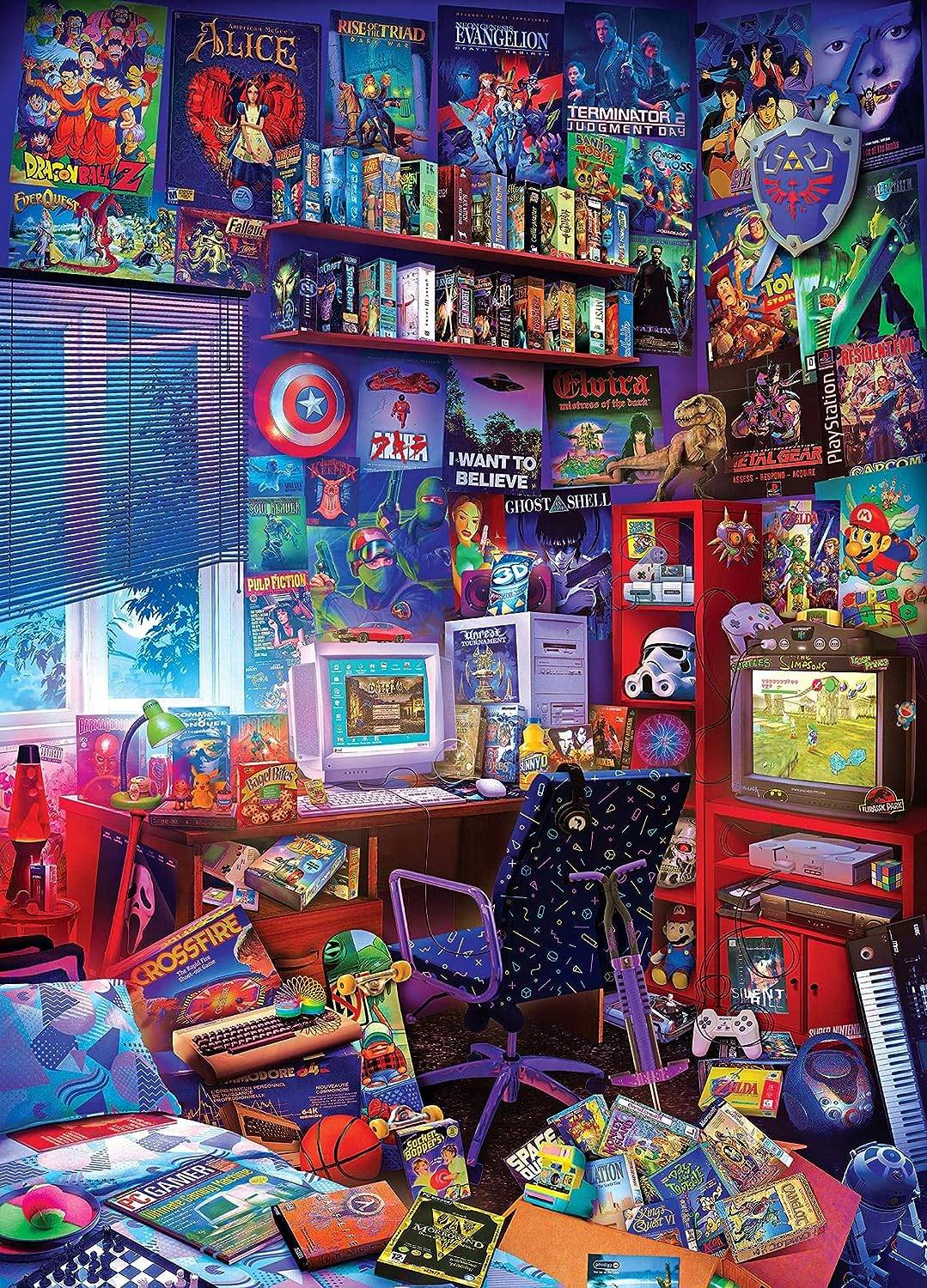 Toynk '80s Game Room Pop Culture 1000 Piece Jigsaw Puzzle ni Rachid Lotf