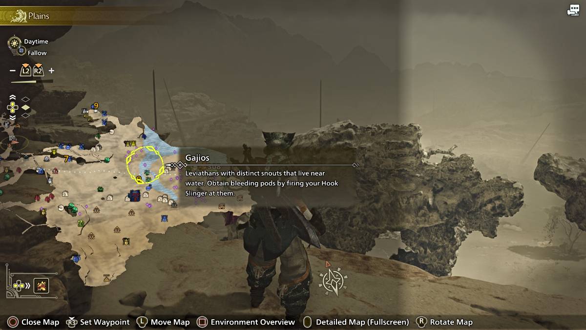 Lokasyon ng Gaijos sa Monster Hunter Wilds Map