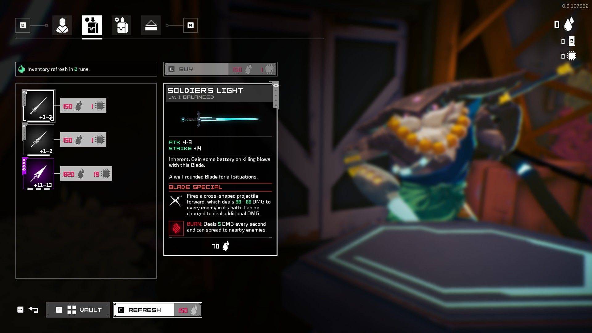 Purchasing Starting Weapons