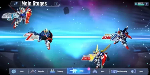 A screenshot of action in G Gundam Eternal showing the giant robots in deep space