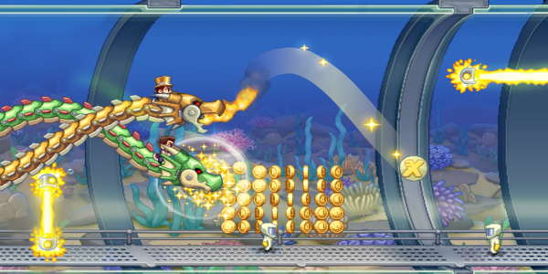 Screenshot de jogabilidade do Jetpack Joyride