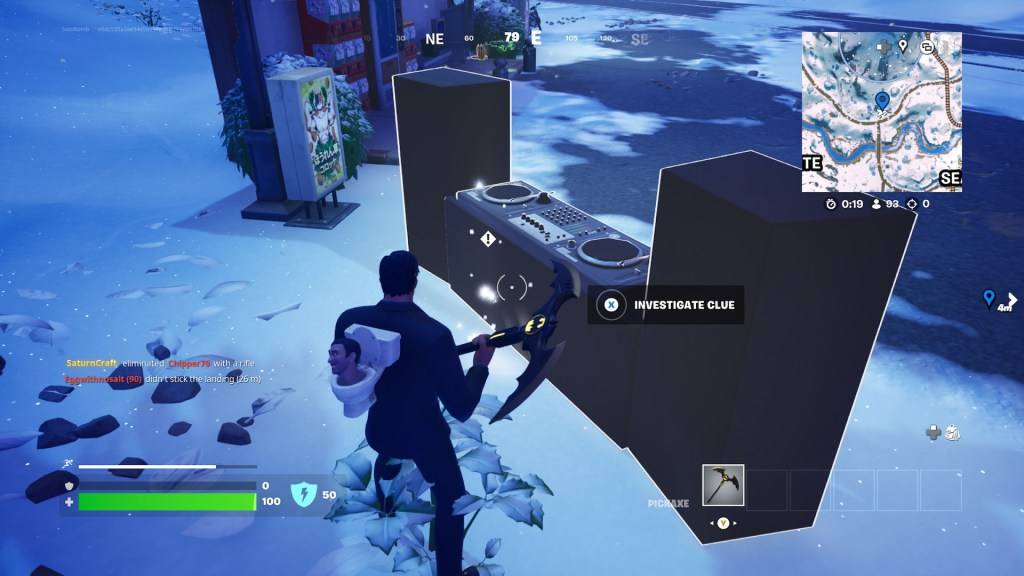 Turntable sebagai sebahagian daripada artikel tentang cara mengikuti jejak dan mempersoalkan pengembara yang tidak diketahui di Fortnite.