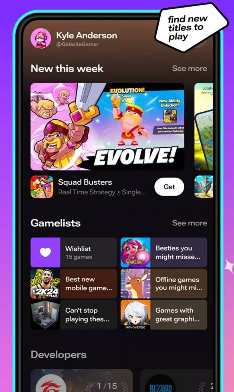 ภาพหน้าจอของ Skich App Store ทางเลือกแสดงเกมที่หลากหลาย