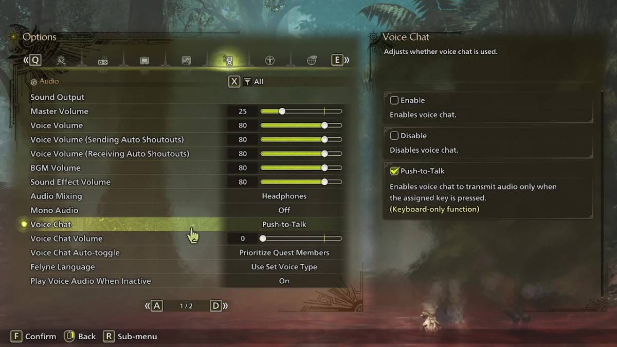 Monster Hunter Wilds Voice Chat -Einstellungen